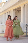 KA 1089 Russian Silk Anarkali Kurtis With Bottom Dupatta Wholesale Market In Surat 